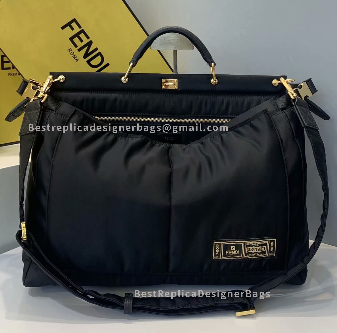 Fendi Peekaboo Medium Fendi And Porter Black Nylon Bag 7519